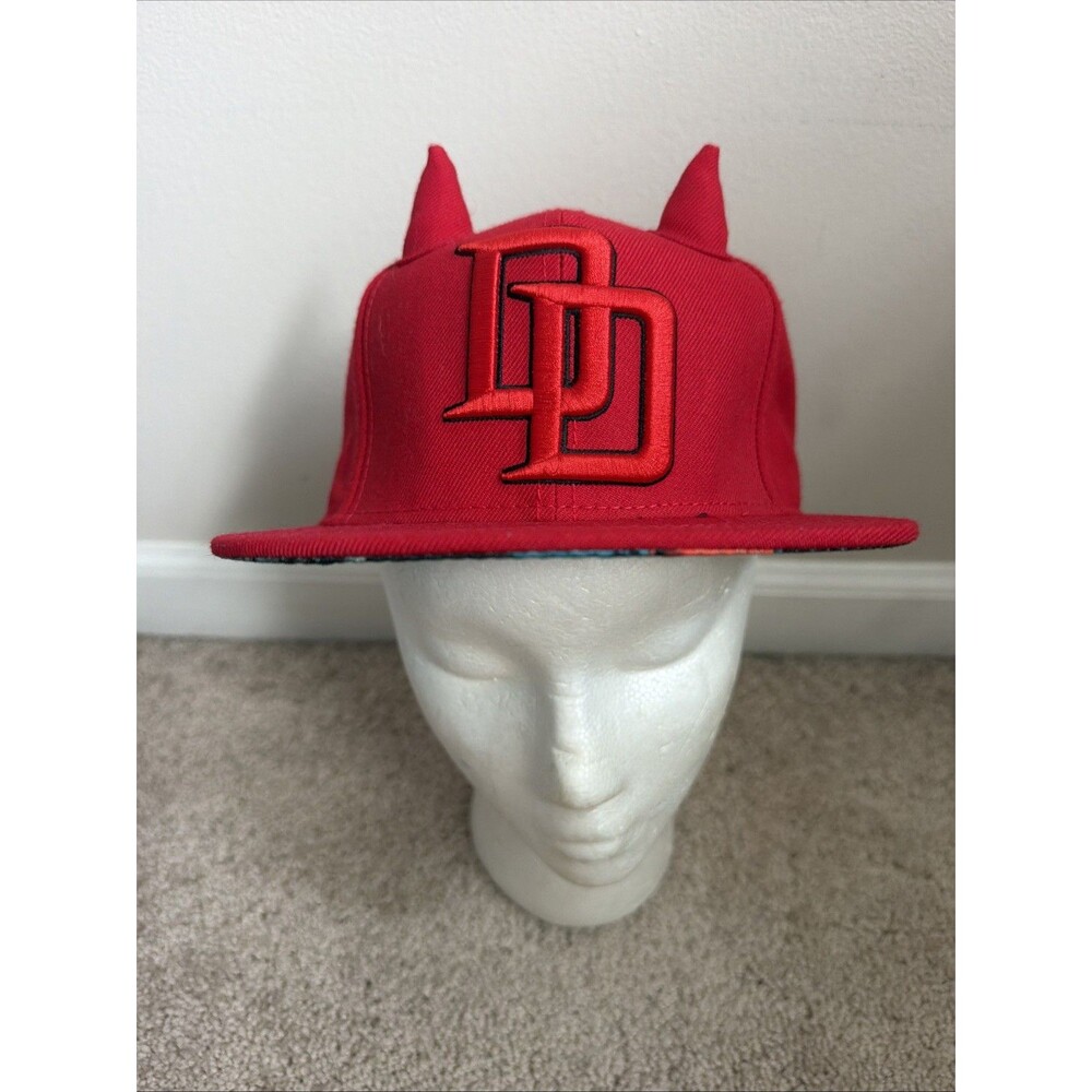 Vintage Red Marvel DD Daredevil Snapback Hat with 3D Devil Horns Bioworld Rare